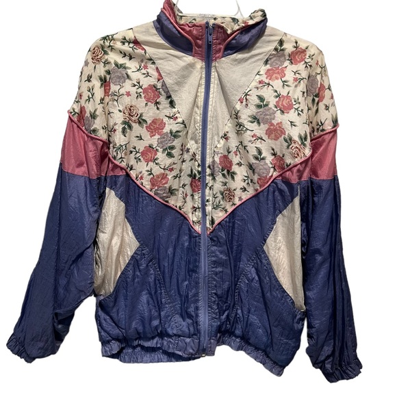 Vintage 90s Bolo Spirit Lavender Flowers Windbreaker Jacket Size Large - Picture 1 of 14